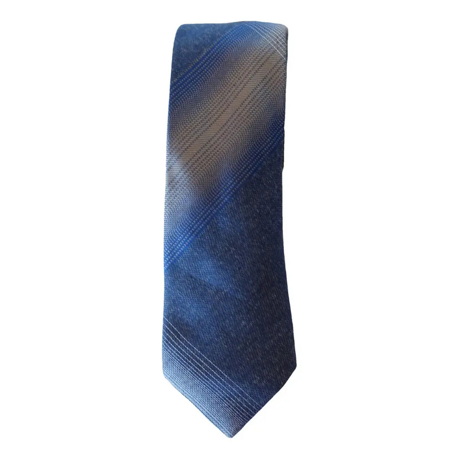 SEAN JOHN Blue Gray Melange Jumbo Plaid Silk Blend Slim Tie - $19.99