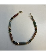 14K Gold Filled Multi Stone Agate 7.5 Inch Bracelet - $51.49 CAD
