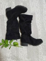 JUSTICE Girls Black Tall Knee High Slouchy  Boots Sz 12 - $19.79