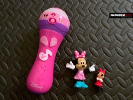Disney Minnie Mouse My First PINK Microphone Light Sound Music &amp; 2 Toy Figures - £15.50 GBP