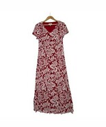 Vintage Talbots Dress Womens 8 Red White Floral Maxi Short Sleeve Y2K Re... - $546.51 MXN