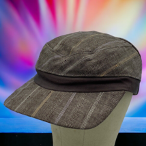 Victor Osborne Stripe Beige Tan Tweed Men 5 Panel Newsboy Cap Hat Medium Fitted - £15.24 GBP