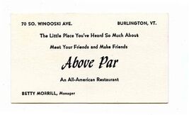 Above Par Business Card Winooski Ave Burlington Vermont  - $13.86