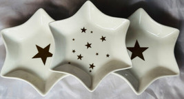 Star Shaped White Candy Dishes with Gold Stars in Center Porcelain (3) 6&quot; - £19.01 GBP