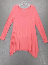 Soft Surroundings Timely Scoop Tunic Top Sz M Coral Long Sleeve Viscose ... - £9.35 GBP