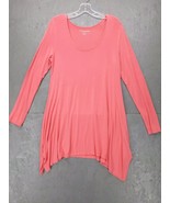 Soft Surroundings Timely Scoop Tunic Top Sz M Coral Long Sleeve Viscose ... - £9.37 GBP