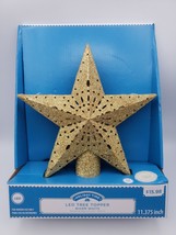 11.375&quot; Holiday Time LED Gold Star Tree Topper- Indoor Use - £13.21 GBP