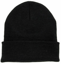 Black Cuffed Beanie Cuff Knit Cap Hat Ski Skull Winter Unisex - $6.76