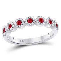 10kt White Gold Womens Round Ruby Circle Stackable Band Ring 1/2 Cttw - £439.32 GBP