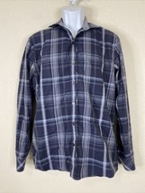 Kenson Men Size M Blue Plaid Button Up Shirt Long Sleeve - £5.02 GBP