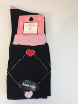  Knee high Socks Happy Valentine (Kohls) Black - £5.42 GBP