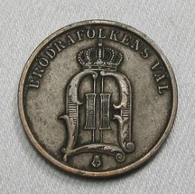 1894 Sweden 2 Ore Vintage Collector Coin AG346 - £24.29 GBP