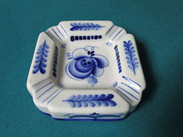 Gzhel Russian Ceramic Pottery Blue Ware Ashtray [92] - £58.84 GBP