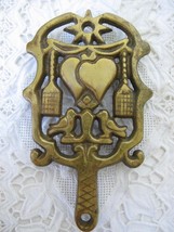 Vintage Brass Wilton Trivet Love Birds Hearts Birdcages Sun 5&quot; x 3&quot; Small - £8.01 GBP