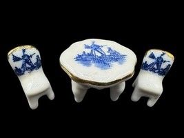 Miniature Cedramic Table Piano Chairs Set Delftware - £9.04 GBP