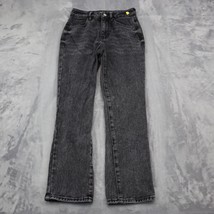 PacSun Pants Womens 23 Black Denim Flat Front Mid Rise Pockets Mom Jeans - £20.22 GBP