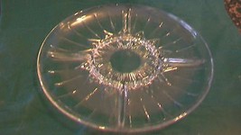 Round Cut Glass Starburst Design Serving Tray with Divided Sections - $50.00