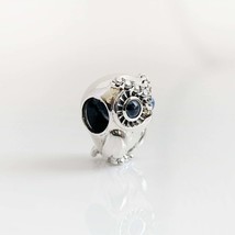 Authentic Pandora Charms 925 ALE Sterling Silver Blue Crystal Owl Bracelet Charm - £22.01 GBP