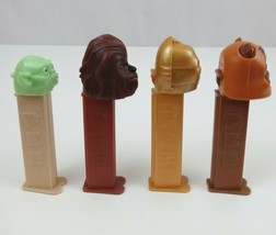 Vintage Lot of 4 Star Wars Pez Dispensers Wookie, Yoda, C3-PO, &amp; Chewbaccha - £9.87 GBP