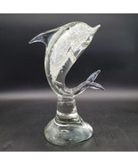 Large Vintage MCM Murano Style Hand Blown Controlled Bubbles Glass Dolph... - $67.68 CAD