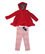 NWT Chaps Dress Tunic Legging Set Hooded Top Pants 18 M MRSP.38.00 Red V... - $355.90 MXN