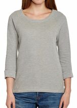 Bench Mujer Gris Nam Banana Manga Larga Cuello Drapeado Jersey Sudadera Nwt - $36.65