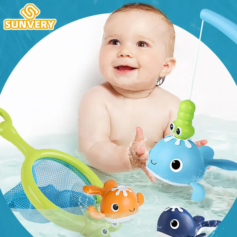 2023 Bath Toys Magnetic Fishing Games Wind-up Swimming Whales Water Table Pool - £7.63 GBP+