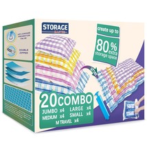 20 Pack Vacuum Storage Bags, Space Saver Bags Compression Storage Bags For Comfo - £29.87 GBP