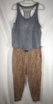 Juicy Couture Size XL Leopard Print Pj Pants &amp; Gray Studded &quot;Juicy&quot; tank, NWT - £39.11 GBP