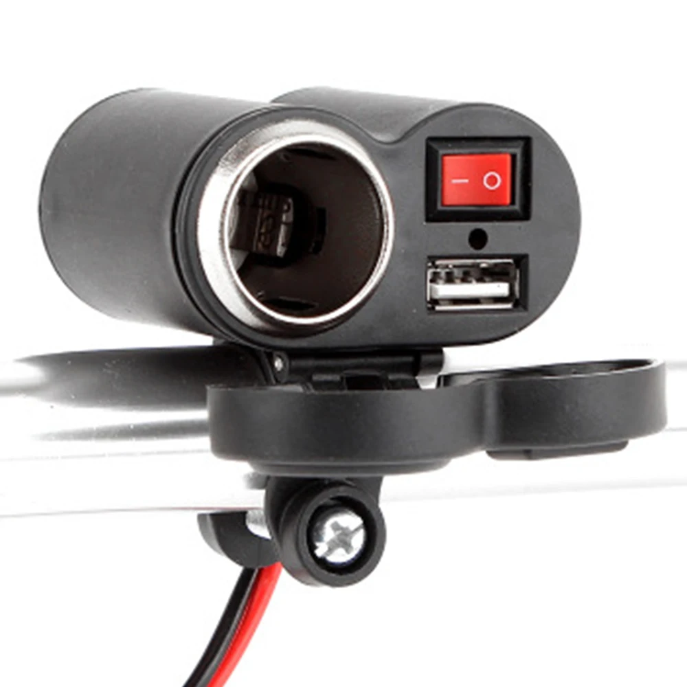 USB Port 12V Waterproof Motorbike Motorcycle Handlebar Charger With Lighter Adap - £147.07 GBP