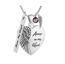 Always In My Heart Wings Cremation Pendant Urn - Love Charms™ Option - £23.73 GBP