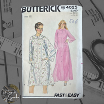 Butterick 4025 Misses&#39; Robe Pattern Size 12 Vintage Uncut Womens Housecoat - £9.55 GBP
