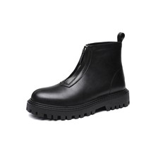 Men Streetwear Casual Fashion Leather Chelsea Martin Boots Shoes Man Punk Hip Ho - £121.47 GBP
