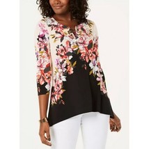 Tunic Top Women’s Medium Flowy Loose Fit Floral Shirt Chain Hi-Low JM CO... - $25.74
