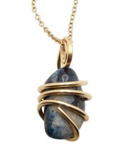 Rare Natural Lazulite Hand Forged Art Wrap Pendant Merlin&#39;s Gold #116 - €38,88 EUR