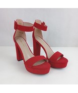 Dream Pairs Hi-Lo Red Faux Suede Ankle Strap Heels Size 8.5 - $40.58 CAD