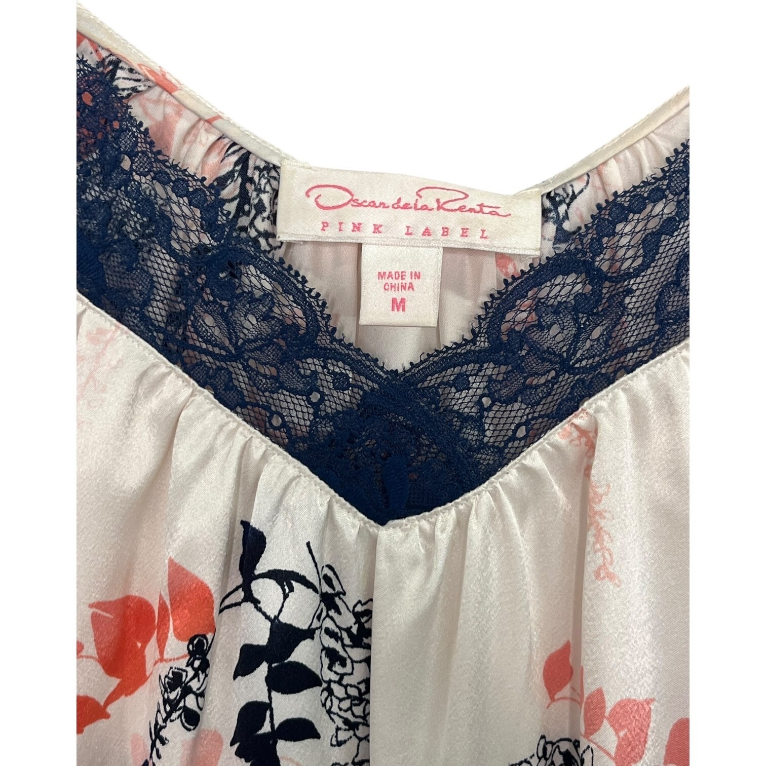 Oscar de la Renta Nightgown Womens Medium White Floral Lace Sleepwear Pajama Item image 3