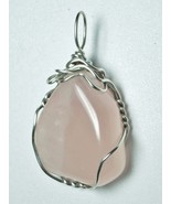 Rose Quartz Pendant Wire Wrapped .925 Sterling Silver - Jemel  - £33.57 GBP