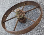 Vintage Cast Iron Wagon Cart Wheel One 16-1/2” Diameter x 2-3/8&quot;  thick - £97.77 GBP