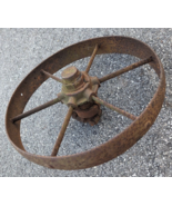 Vintage Cast Iron Wagon Cart Wheel One 16-1/2” Diameter x 2-3/8&quot;  thick - £97.87 GBP