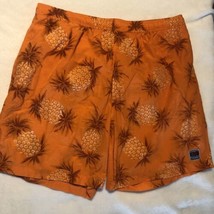 Chaps Ralph Lauren Men Swimsuit Shorts XL Orange Pineapple Drawstring Beach Lake - £11.68 GBP