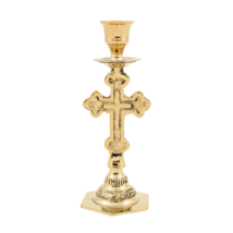 5 3/8&quot; Traditional Greek Orthodox Prayer Corner Altar Cross Design Candl... - $18.49
