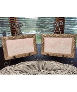 2 VintageFramed Limoges Porcelain Pink White Cherub Tiles MCM Decor Art ... - $140.25