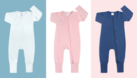 BEST ROMPER SLEEPER Cotton Mitted Footed Double Zipper Long Sleeve 4-Siz... - £11.19 GBP