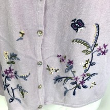 VTG Floral Butterfly Embroidered Short Sleeve Cardigan Sweater Top M Cot... - £15.76 GBP