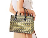 Woman Gold Black Maori Pattern Handbag Hand Bag with Strap - $46.00+