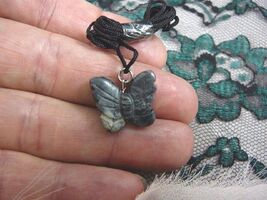 (an-but-6) BUTTERFLY gray Picasso Marble carving Pendant NECKLACE FIGURI... - $8.00