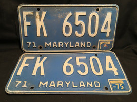 Old Vtg Antique Collectible 1971(FK 6504)Maryland License Plate - £23.73 GBP