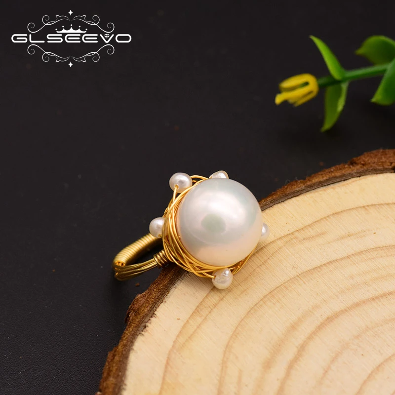 GLSEEVO Original Design Handmade Ring For Women  Freshwater  Wedding Fine Jewelr - $58.26