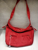 Shoulder BAG Red Polyester 12.5x9&quot; Fashionable Inner Zipper Pocket Water... - £11.85 GBP